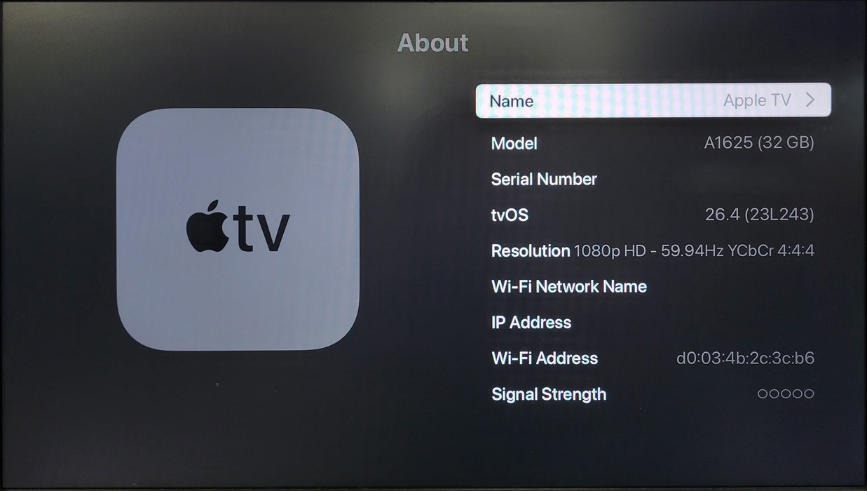 Apple TV (4th Gen) A1625 32GB HD Media Streamer w/ Remote