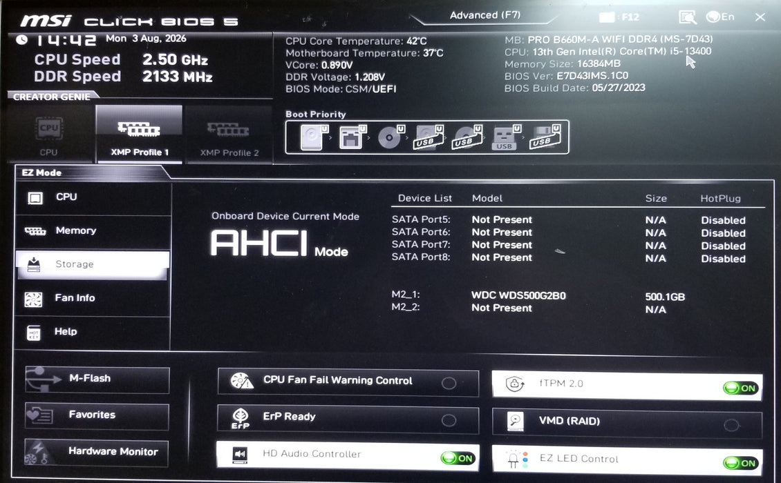 Custom PC w/ Asus B660M-A  13th Gen Core i5-13400 16GB DDR4 500 NVME P2000