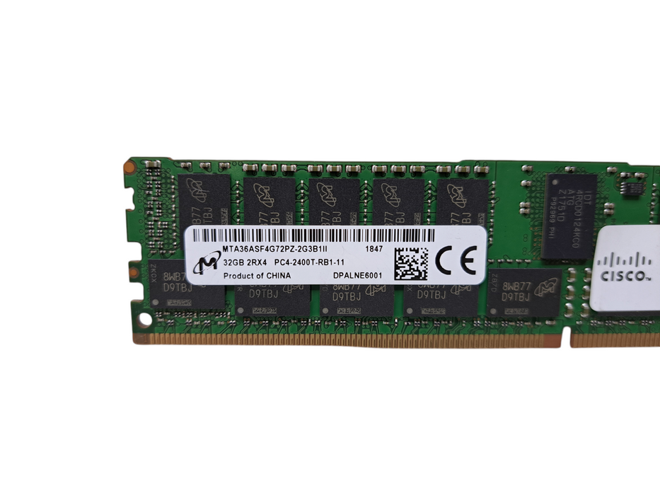 Lot of 10x Micron 32GB 2RX4 PC4-2400T-RB1 DDR4 Server Memory MTA36ASF4G72PZ-2G3B