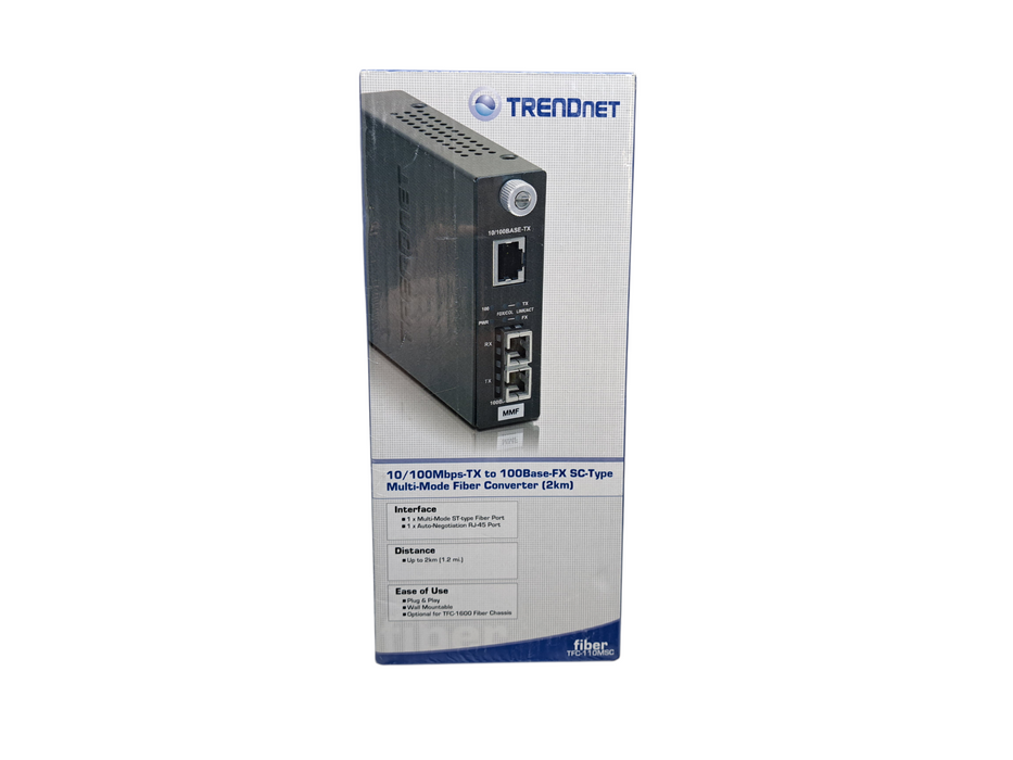Trendnet TFC-110MSC 10/100Base-TX to 100Base-FX Multi-Mode Fiber Converter (New)