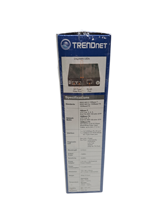 Trendnet TFC-110MSC 10/100Base-TX to 100Base-FX Multi-Mode Fiber Converter (New)