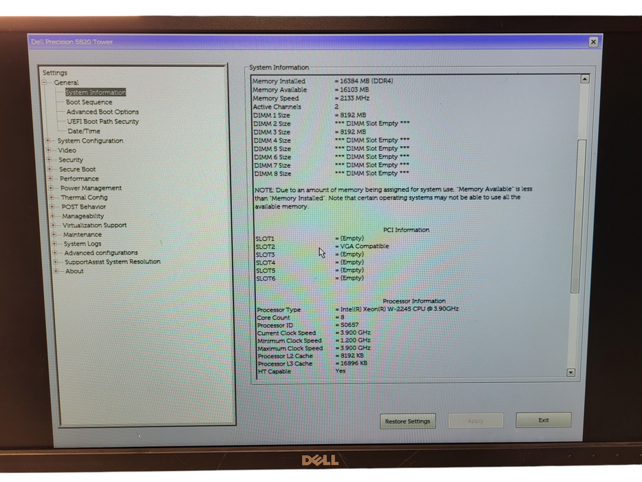 Dell Precision 5820 Workstation | W-2245 | 16GB DDR4 | K5000 GPU No HDD