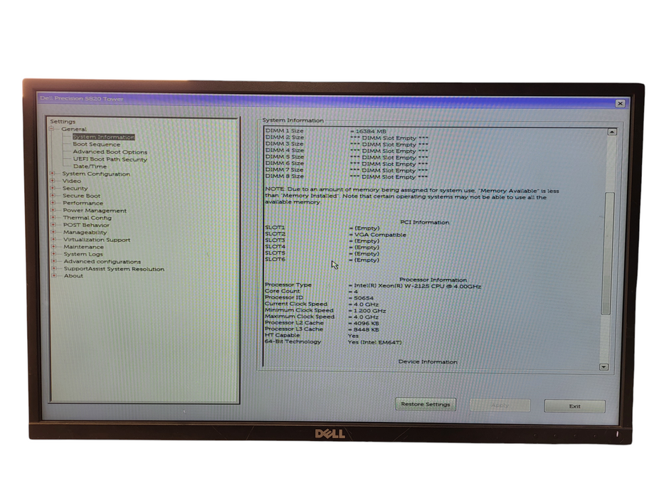 Dell Precision 5820 Workstation | W-2125 | 16GB DDR4 | K5000 GPU No HDD