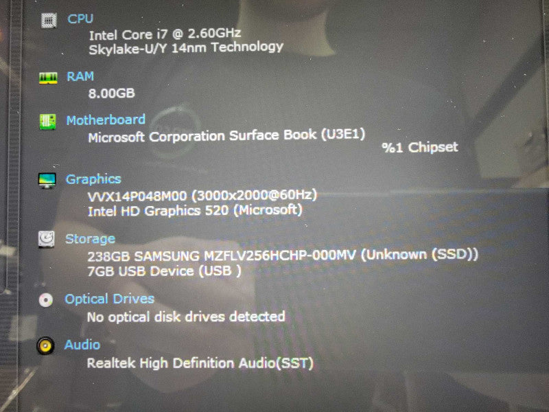 MS Surface Book 14\\" Core i7-6600 @2.6GHz 8GB RAM 256GB SSD  Lap200