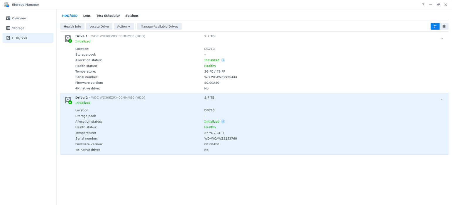 Synology DS713+ 2-Bay NAS w/ 2x 3TB HDDs