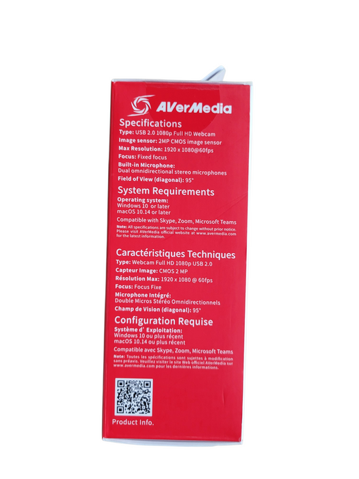 AVerMedia CAM 315 Webcam - 2 Megapixel - 60 fps - USB Type A - TAA and NDAA