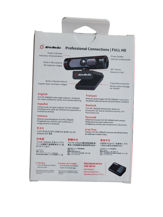AVerMedia CAM 315 Webcam - 2 Megapixel - 60 fps - USB Type A - TAA and NDAA