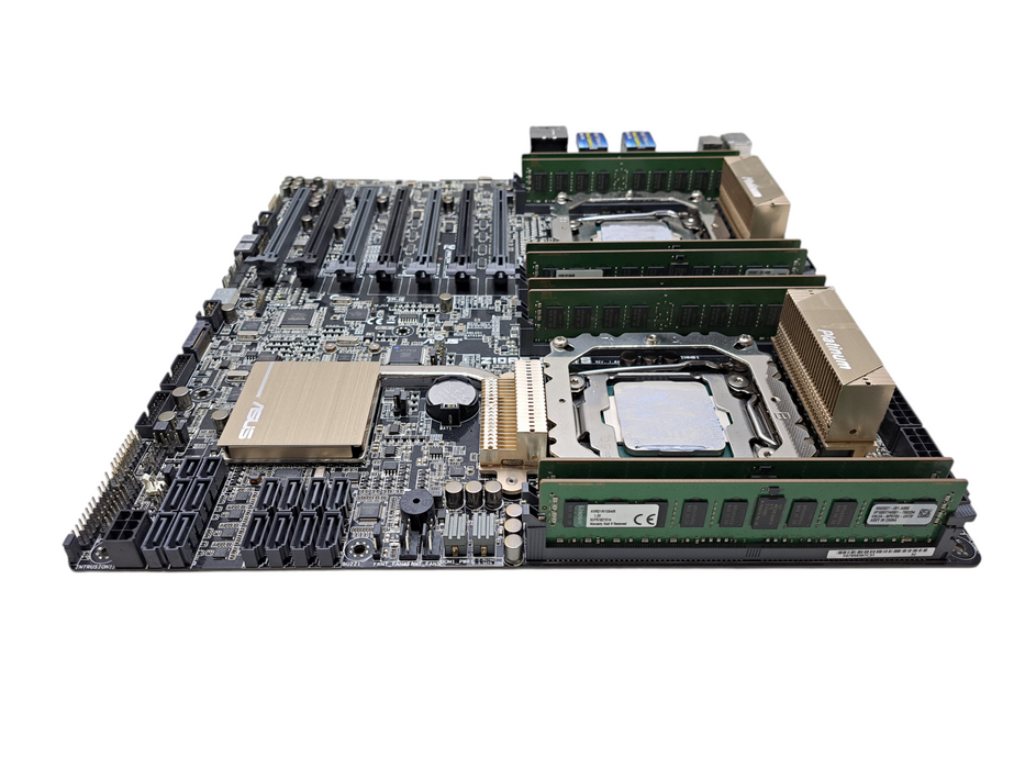 ASUS Z10PE-D8 WS Server Motherboard w/ 2x Xeon E5-2630 v3, 64GB DDR4, I/O *READ*