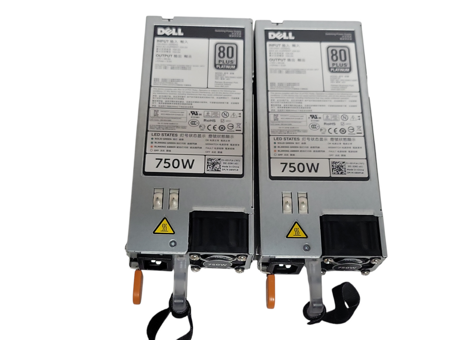 Lot of 2x Dell 05NF18 750 Watt 80 Plus Platinum Server power supply for R720