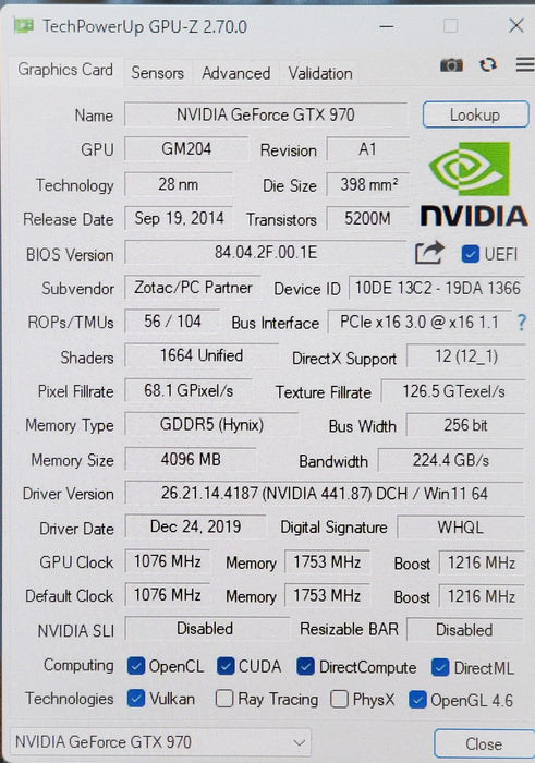 Zotac GeForce GTX 970 4GB GDDR5 Graphics Card | 2xDVI 1xHDMI 1xDP