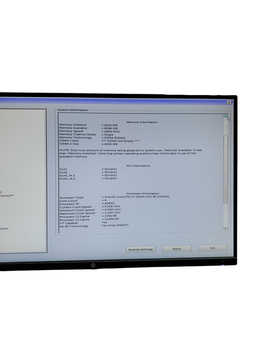Dell Optiplex 7030 Tower Intel i5-10505 CPU 3.10GHz 8GB RAM No HDD