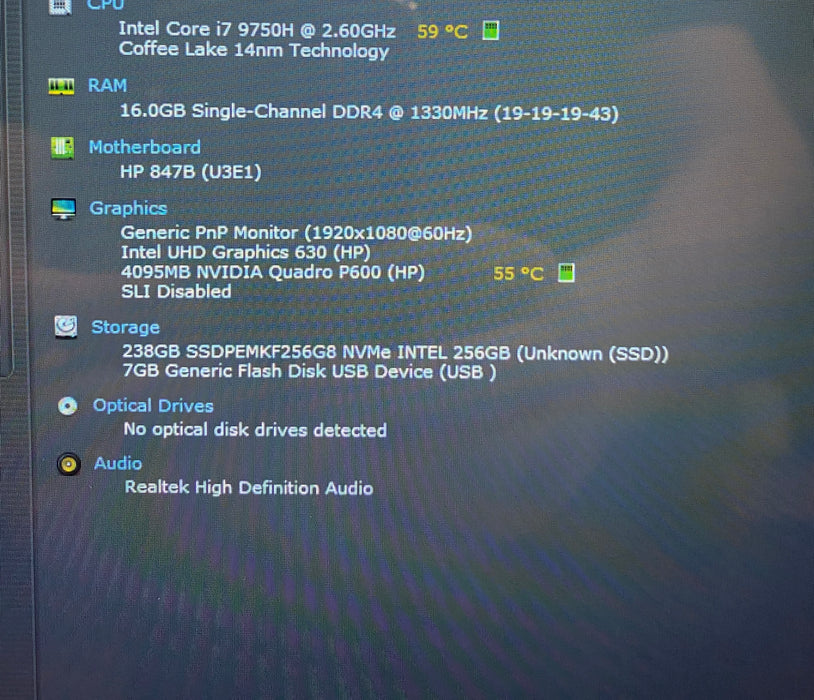 HP ZBook 15v G5 TOUCH i7-9750H QUADRO P600 4GB GPU 16GB RAM 256GB SSD