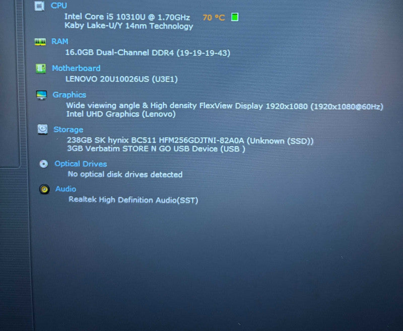 Lenovo ThinkPad L14 i5-10310U 16GB 256SSD Supervisor\\'s Password READ!  Lap200