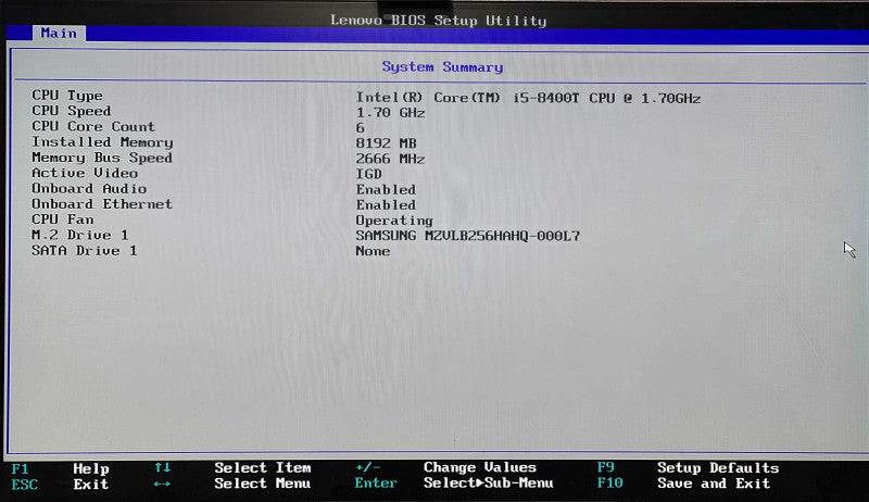 Lenovo ThinkCentre M720q, i5-8400T 1.70GHz 6Core, 8GB DDR4, 256NVMe, WiFi