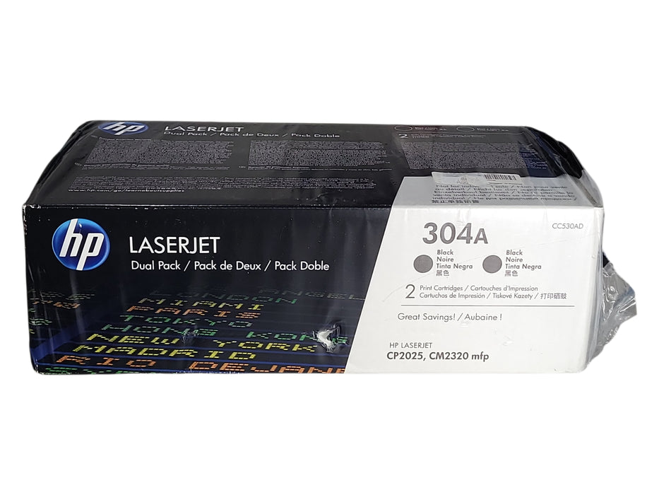 Lot of 2x HP 304A (CC530A) Black Original LaserJet Toner Cartridge