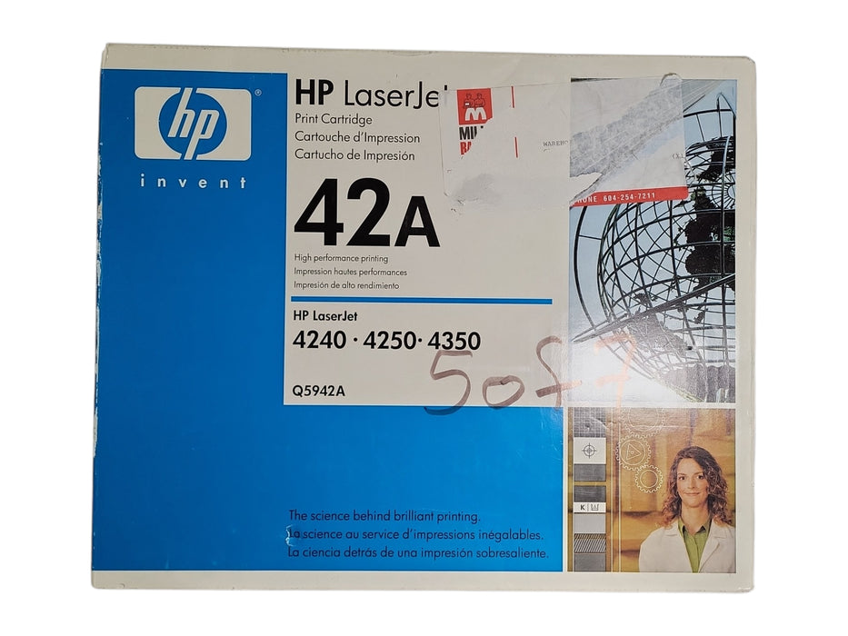New Sealed HP 42A (Q5942A) Original Black LaserJet Toner Cartridge - 10K Yield