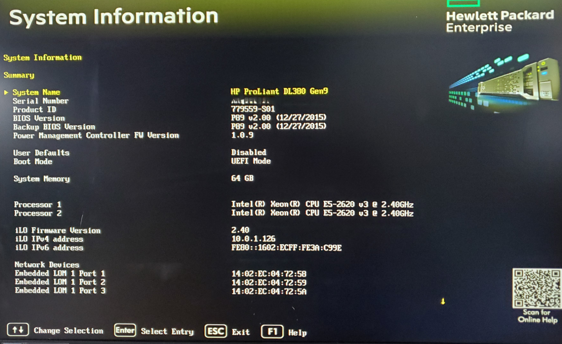 HP ProLiant DL380 Gen9 - 2x Xeon E5-2620 v3, 64GB DDR4, P840 - No HDD