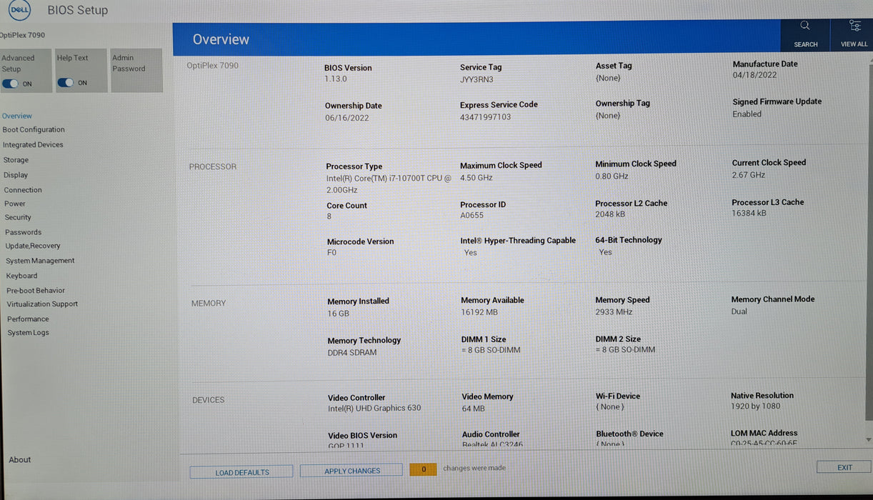 Dell OptiPlex 7090 Micro | Intel Core i7-10700T @2.00GHz, 16GB DDR4, 256GB NVMe