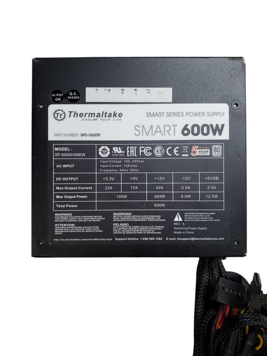 Thermaltake Smart Series 600W 80+ Desktop Power Supply - SP-600AH2NKW
