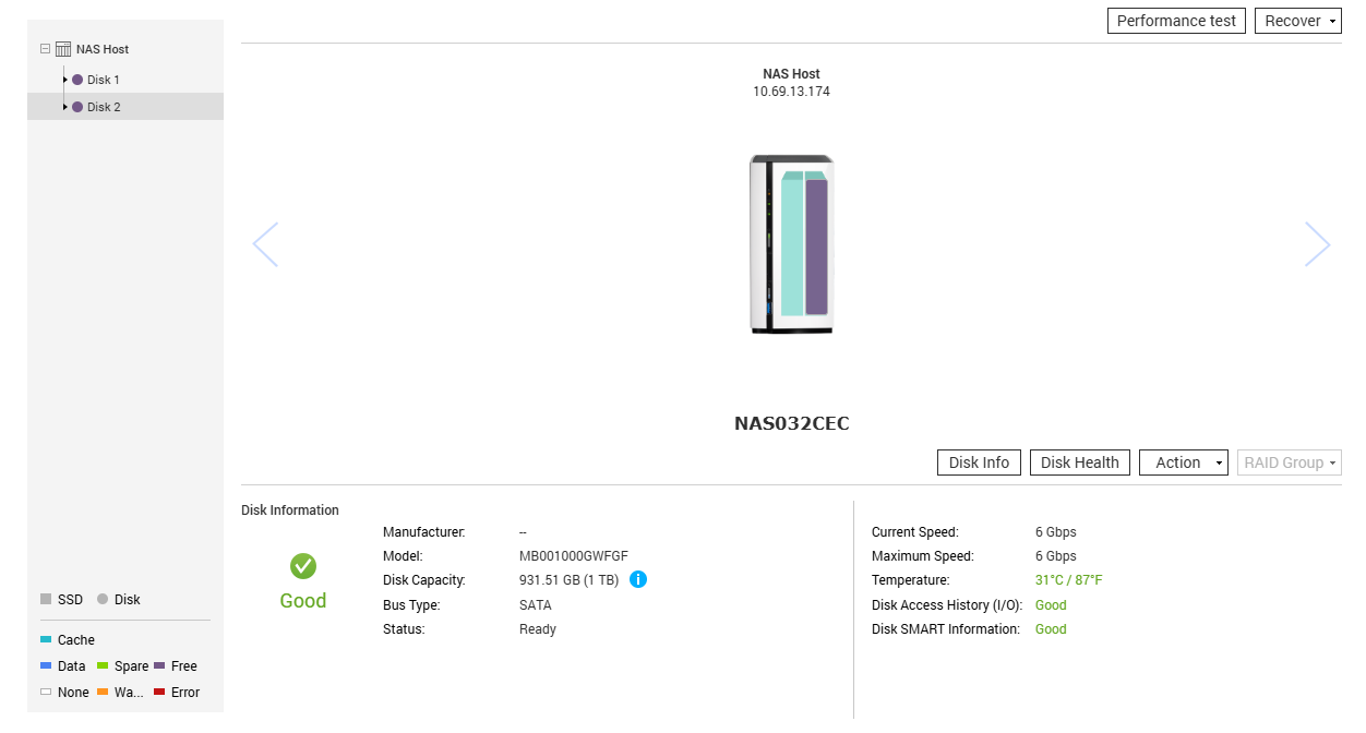 QNAP TS-228 2-Bay NAS w/ 2x 1TB HDDs - No Power Adapter