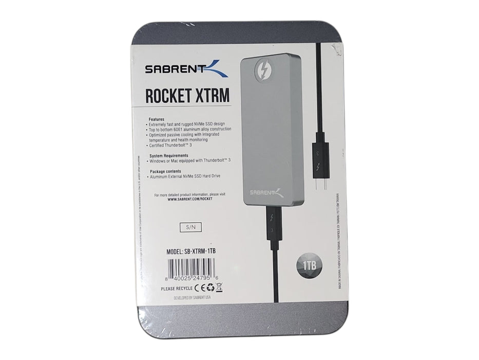 Sabrent Rocket Nano XTRM 1TB Thunderbolt 3 External SSD (SB-XTMN-1TB)