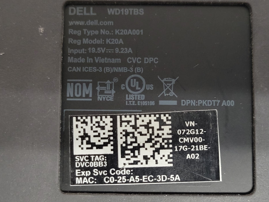 Lot of 7x Dell ( 4x WD19S, 1x WD22TB4, 1x WD19TBS, 1x WD19TB) Docking stations