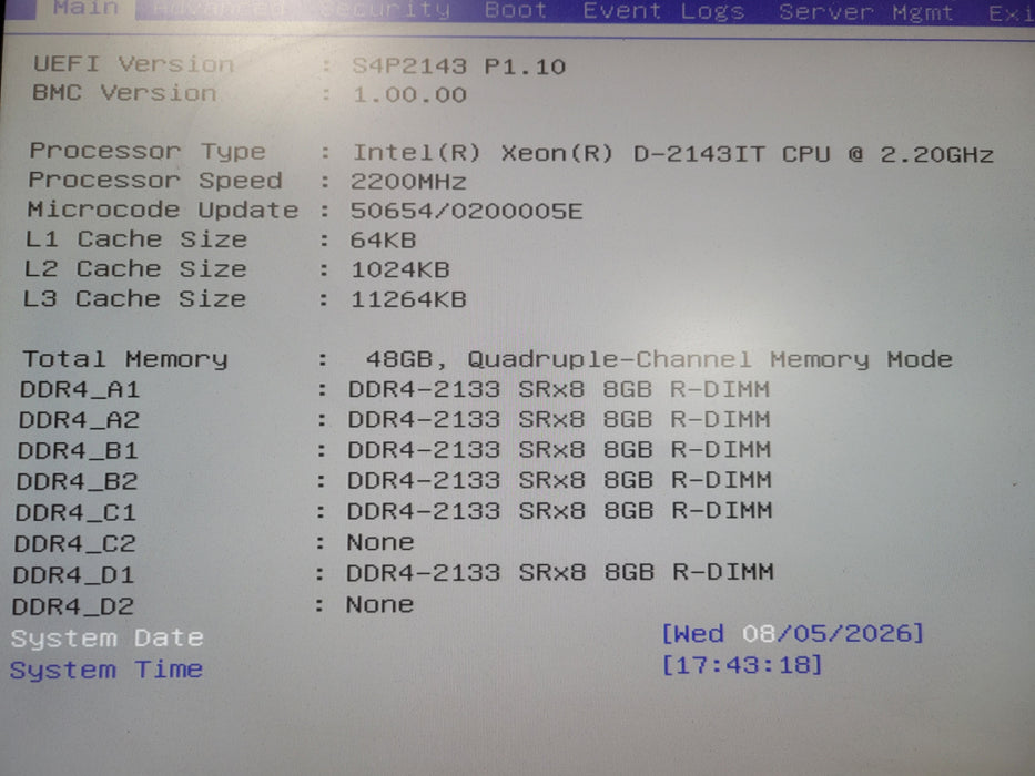 Datto S4P10 1U 4x 3.5" Server | Xeon D-2143IT @2.20GHz, 48GB DDR4, No HDD's