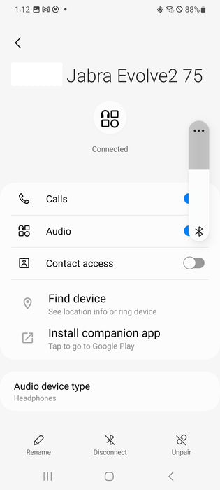 Jabra Evolve2 75 Wireless Headset, No Dongle
