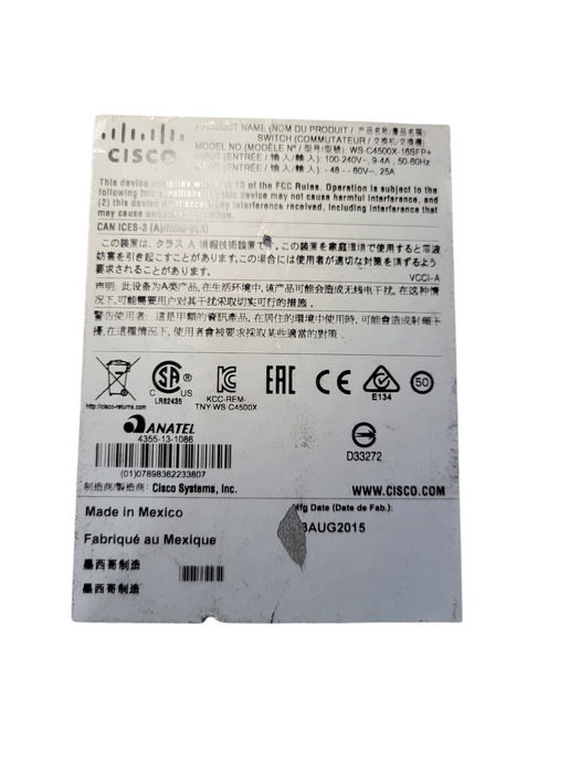 Cisco WS-C4500X-16SFP+ Catalyst 4500-X 16-Port 10G Switch