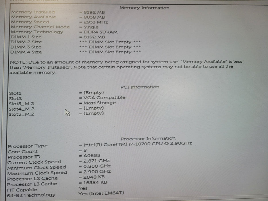 DELL OptiPlex 7080 Tower PC Intel Core i7-10700 8GB RAM 256GB NVMe SSD