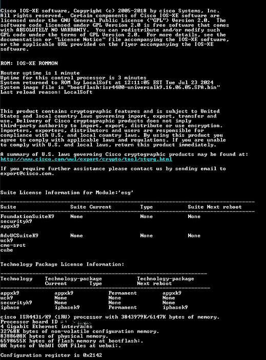 Cisco ISR4431/K9 4400 Series Integrated Services Router