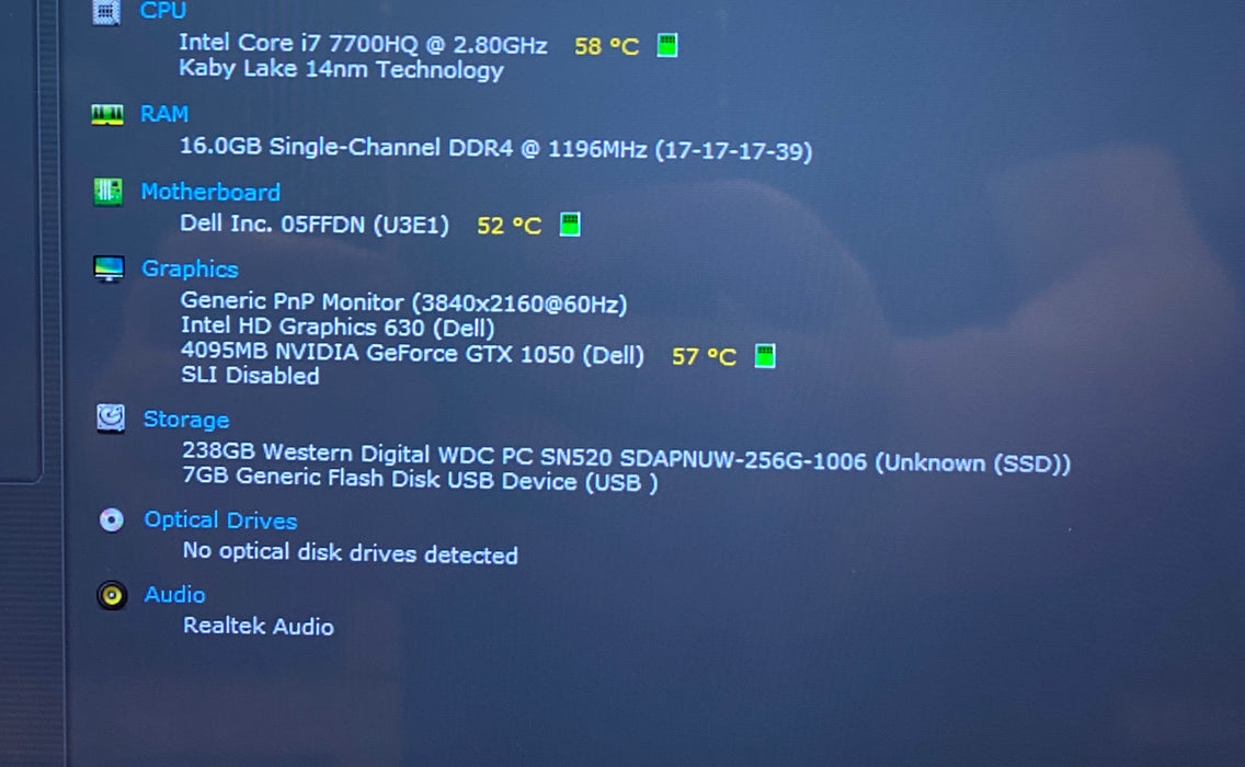 Dell XPS 15 9560 4K TOUCH i7-7700HQ GeForce GTX 1050 4GB GPU 16GB RAM 256GB SSD