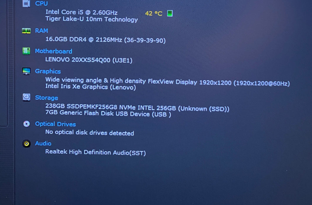 Lenovo ThinkPad X1 Carbon Gen 9 TOUCH Core i5-1145G7 2.60GHz 16GB RAM 256GB SSD