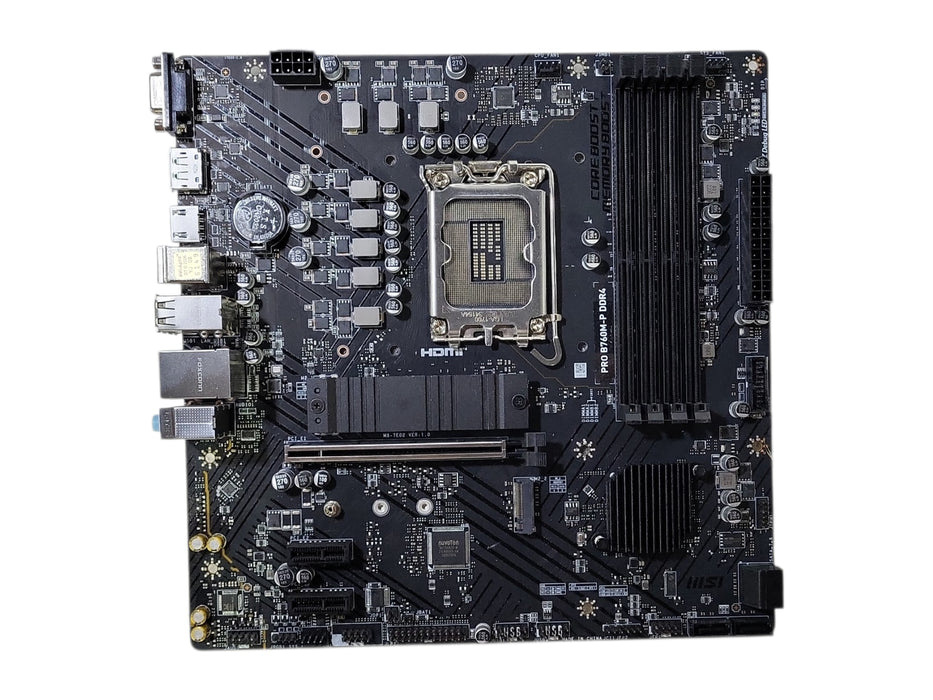 MSI PRO B760M-P DDR4 LGA1700 Micro-ATX Motherboard, No I/O Shield