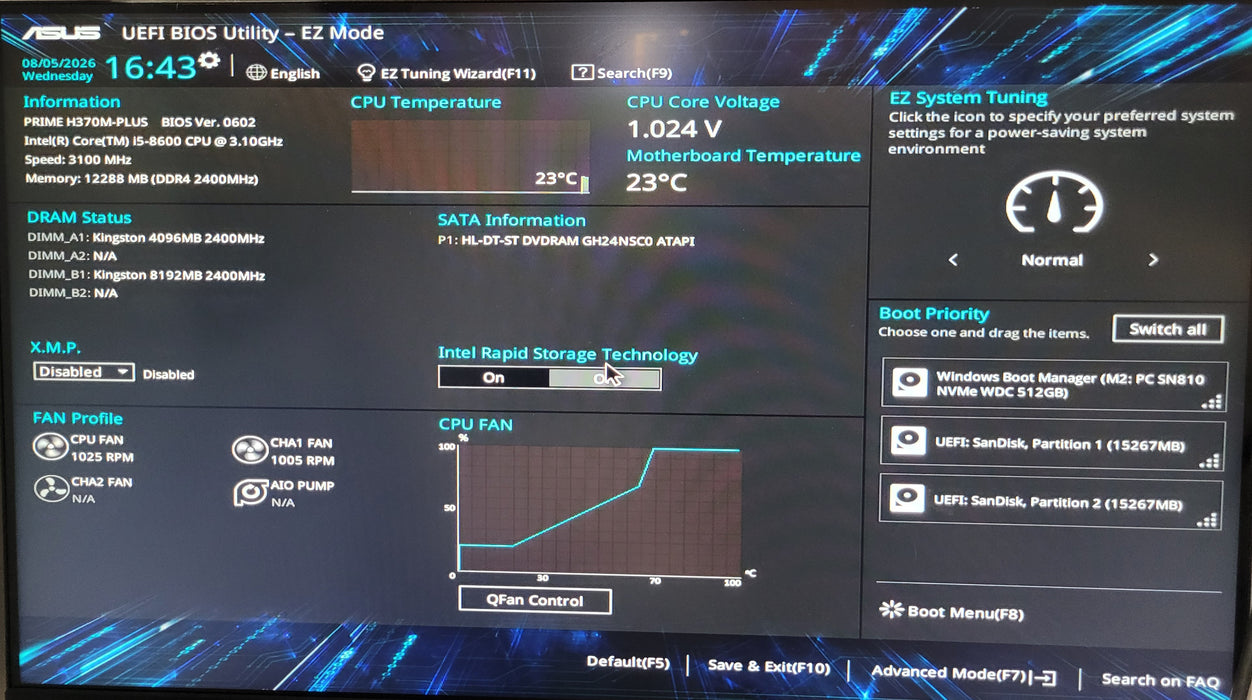 Custom PC/Asus H370M-PLUS | i5-8600@3.10GHz 12GB DDR4 256GB NVMe