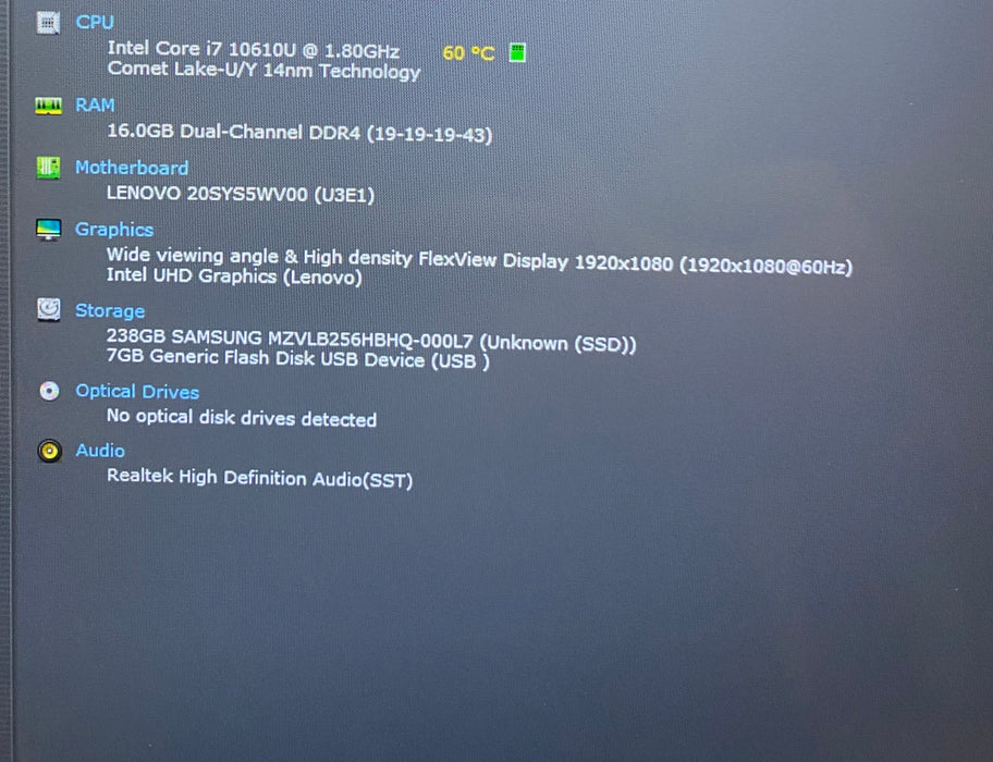 Lenovo ThinkPad X13 Yoga Gen 1 TOUCH i7-10610U 1.80GHz 16GB RAM 256GB SSD READ