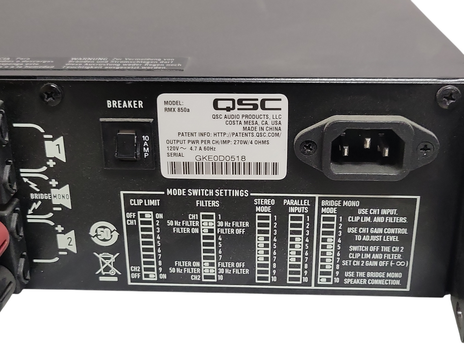 QSC RMX850a 2-Channel Rackmount Professional Amplifier