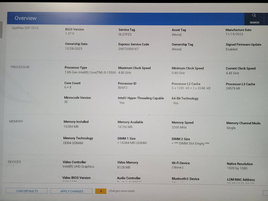 Dell OptiPlex 7010 SFF, 13th Gen Intel i5-13500 CPU, 16GB RAM - 512GB NVMe