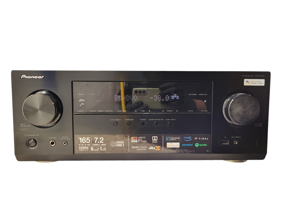 Pioneer VSX-933 7.2 Dolby ATMOS home theater receiver HDCP 2.2 No remote