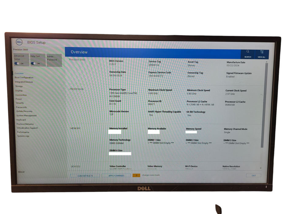 Dell Precision 3660 Core i9-13900K @ 3GHz 256GB NVMe 1000W PSU No RAM/GPU