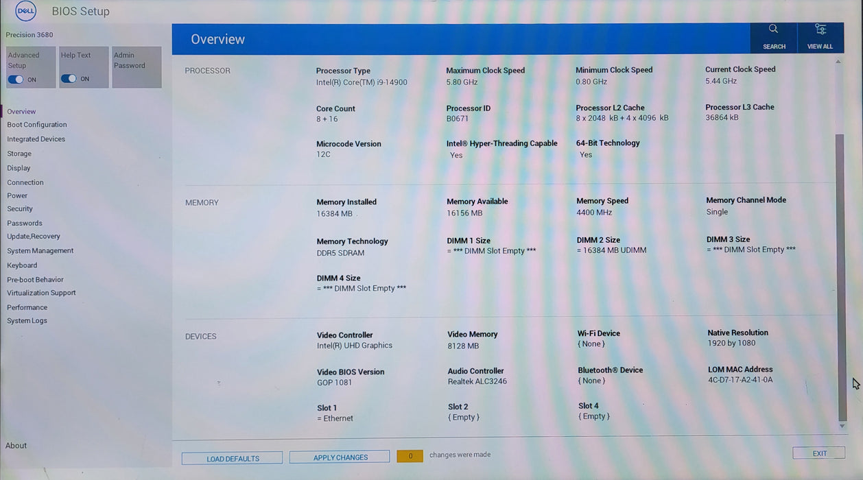 Dell Precision 3680 Tower, Intel i9-14900, 256GB NVMe, No RAM & GPU