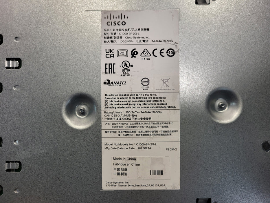 Cisco Catalyst 1000 Switch C1000-8P-2G-L 8x GE PoE/2x 1G SFP Combo