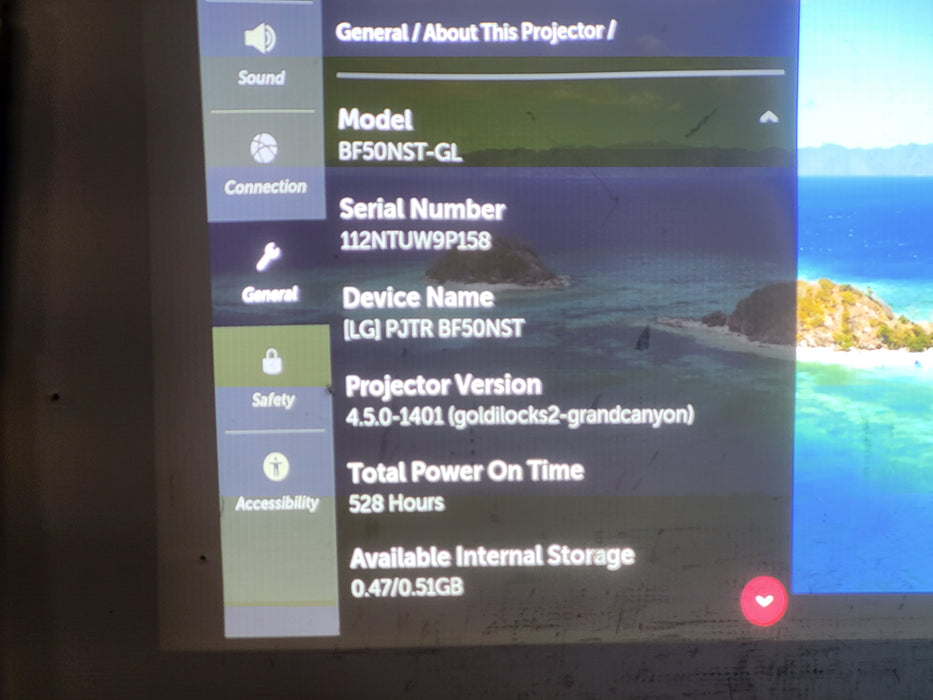 LG ProBeam BF50RG(BF50NST) WUXGA 5000 ANSI 300" Bluetooth Beam Projector 528h