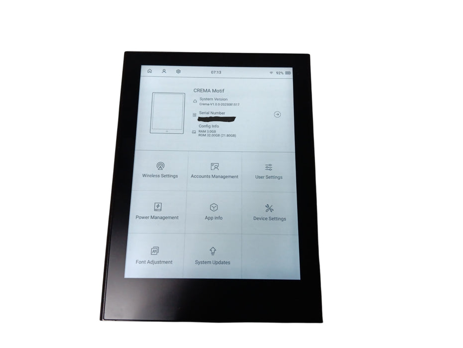 Crema Motif Korean E-Reader - 32GB - Black