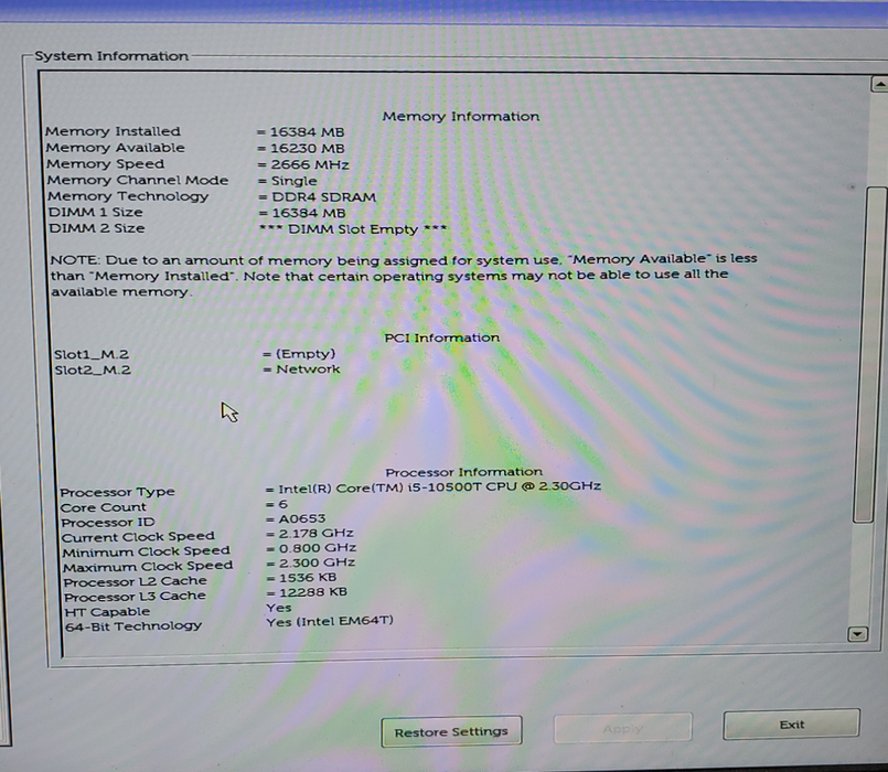 DELL OPTIPLEX 5080 Micro i5 10th i5-10500T @2.30GGHz 16GB  NO-HDD/SSD
