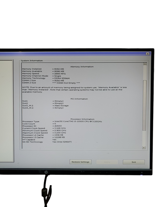 Dell OptiPlex 3080 SFF I5-10505 @ 3.2GHz 8GB RAM DDR4 NO-HDD/SSD