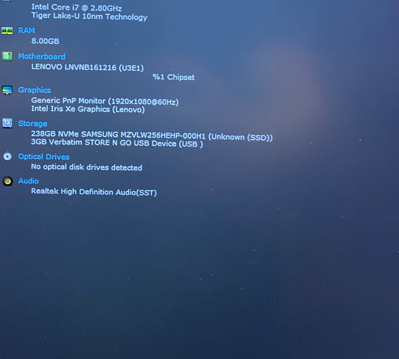 Lenovo Ideapad 5 TOUCH Intel Core i7-1165G7 2.80GHz 8GB RAM 256GB SSD READ!