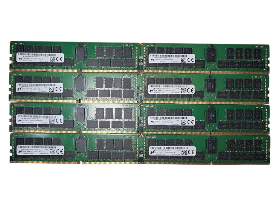 Lot of 8x MICRON MTA36ASF4G72PZ-3G2J3 32GB 2Rx4 PC4-3200-RB2, Server Memory