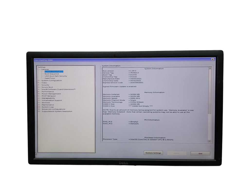 Dell Optiplex 5080 Micro i5 - 10500T @ 2.30GHz 16GB DDR4 Ram No HDD
