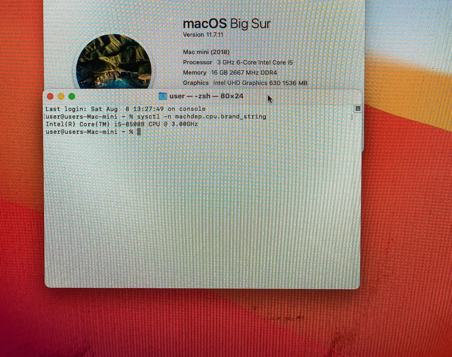 Apple Mac Mini 2018 i5-8500B 3.00GHz 16GB RAM 256GB SSD